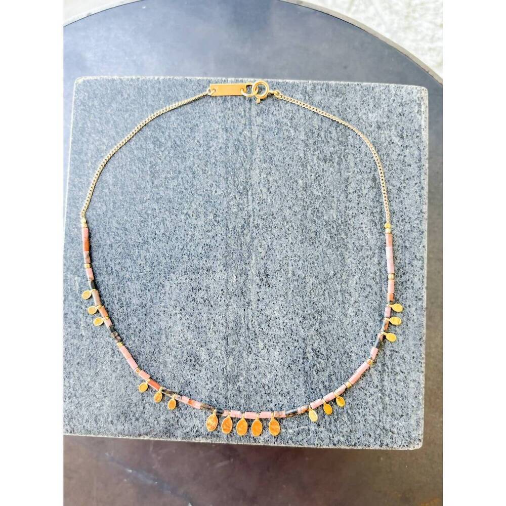NEW ISABEL MARANT women's elyas short necklace in rosewood
